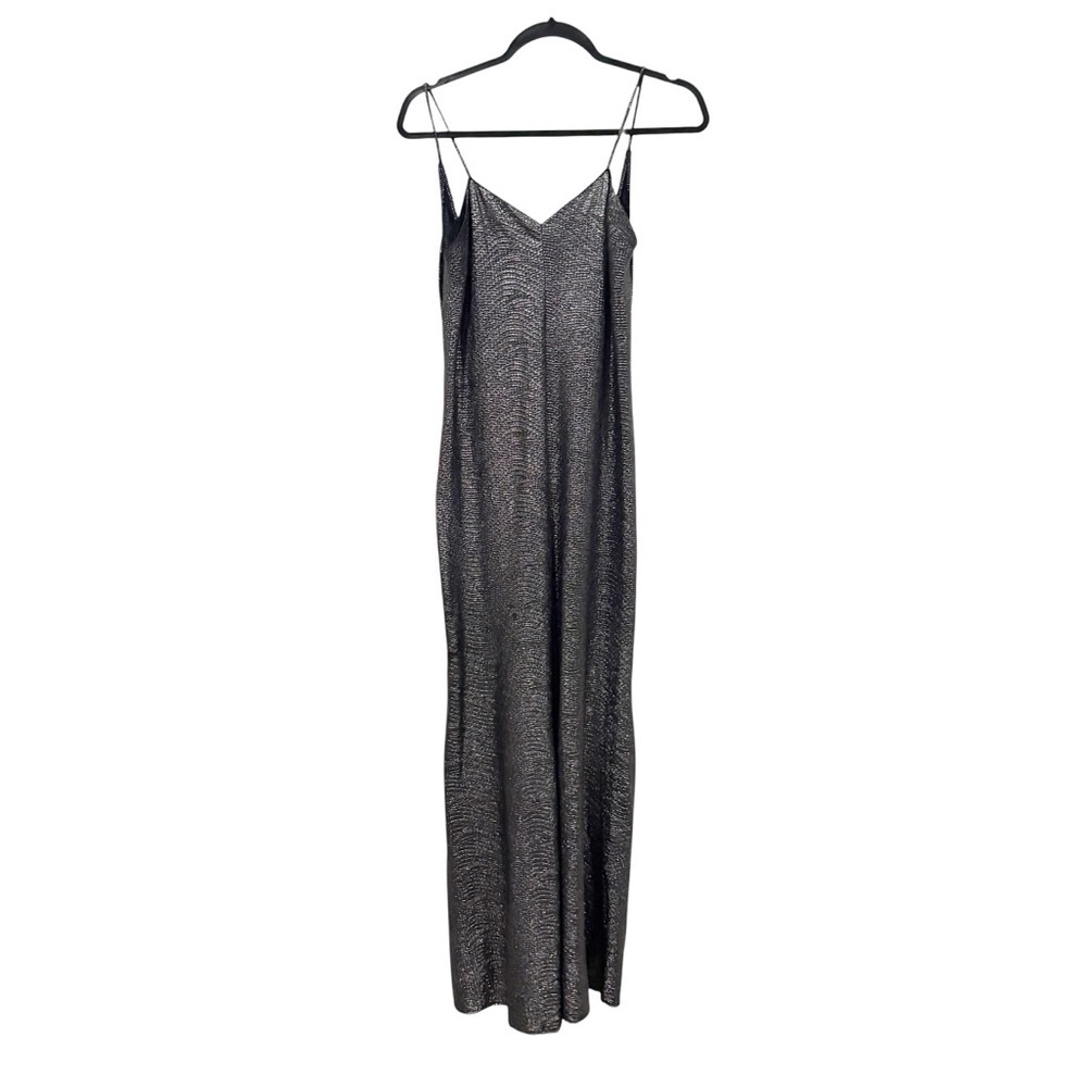 Reformation Jersey Knit Metallic Maxi Dress sz: S Silver Holiday Cocktail Party - Picture 2 of 5